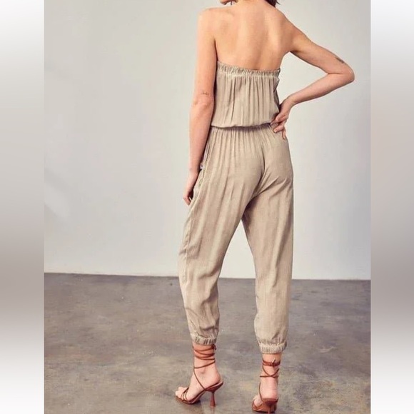 Mustard Seed Miranda Raw Edge Tube Jumpsuit. Gray Smokey Haze. Size: Small - Picture 6 of 15